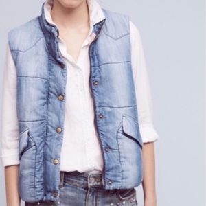 Anthropologie Cloth & Stone Denim Puffer Vest XL